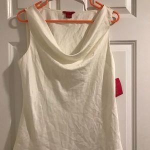 Sunny Leigh cream blouse with black sash NWT large